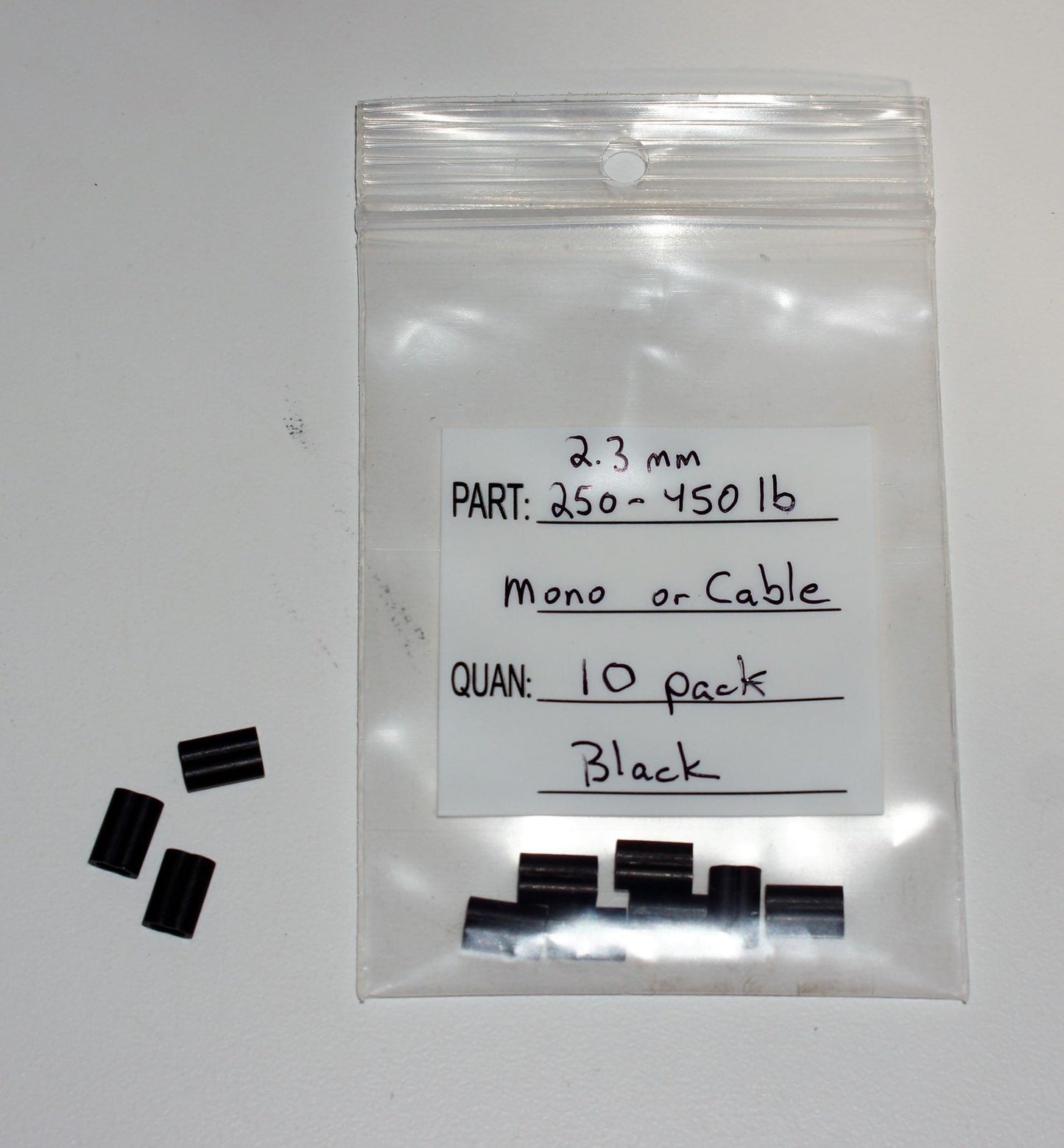 2.3mm mini crimps mono or wire (250-450lb mono) (Black or Nickel) | Spear Gods