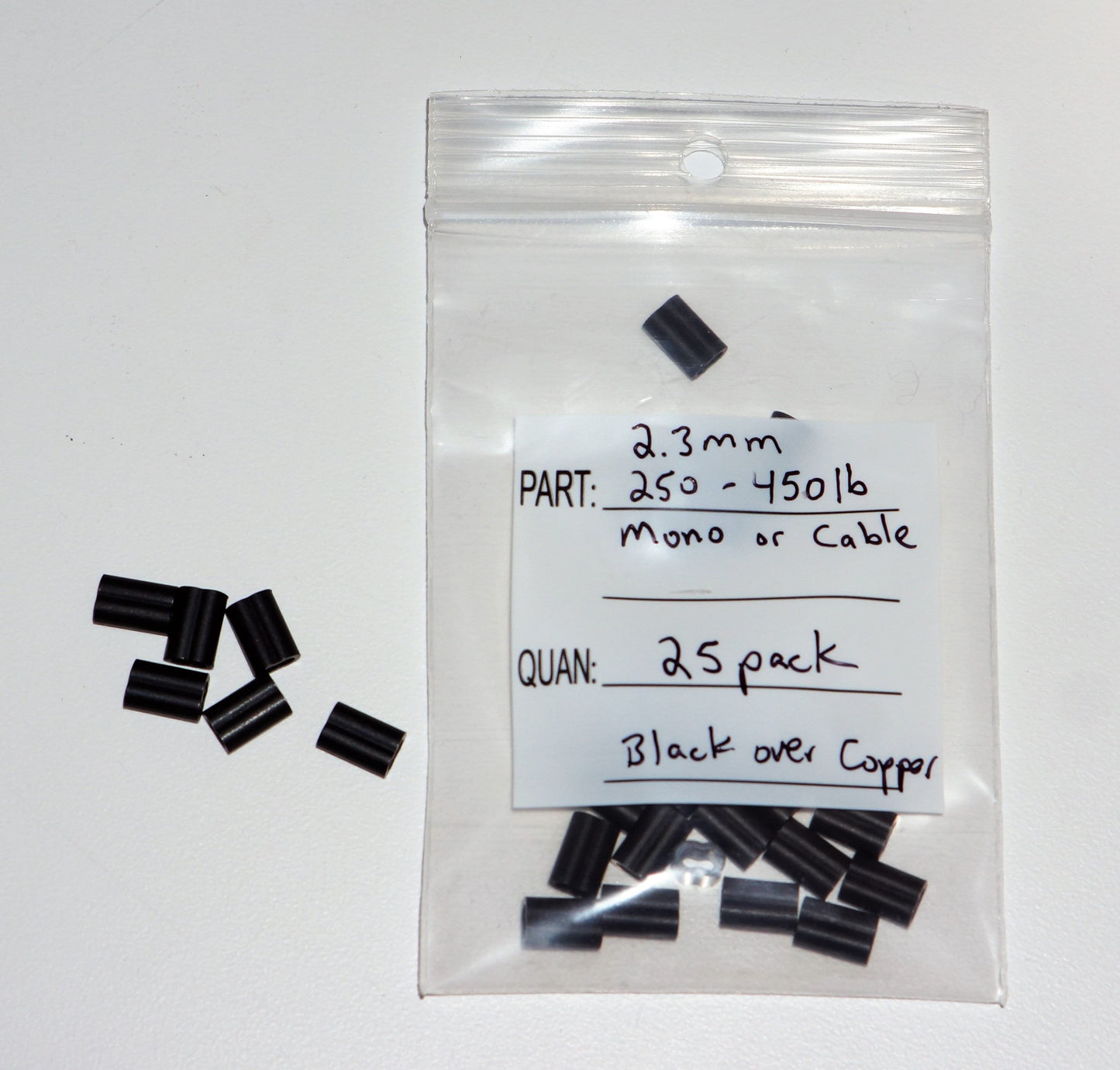 2.3mm mini crimps mono or wire (250-450lb mono) (Black or Nickel) | Spear Gods