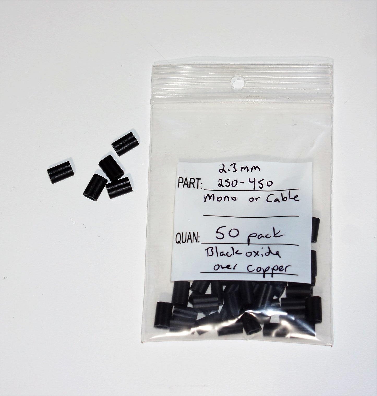 2.3mm mini crimps mono or wire (250-450lb mono) (Black or Nickel) | Spear Gods