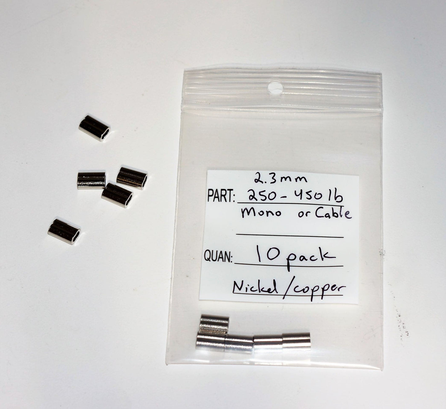 2.3mm mini crimps mono or wire (250-450lb mono) (Black or Nickel) | Spear Gods
