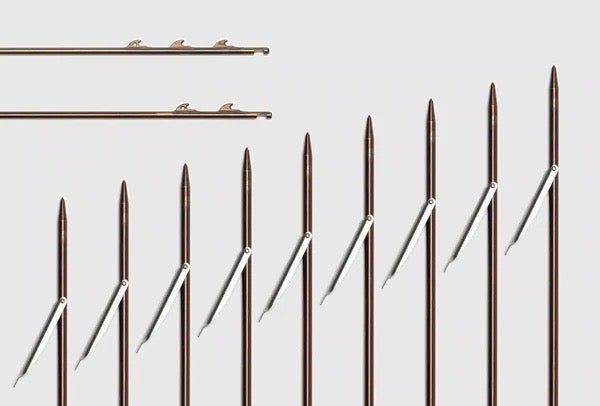 9/32" (7mm) American Mech Speargun Shaft with Standard Sharkfins, Flopper | Spear Gods
