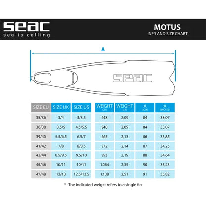 SEAC Motus Longblade Fins w/ foot pocket - Spear Gods